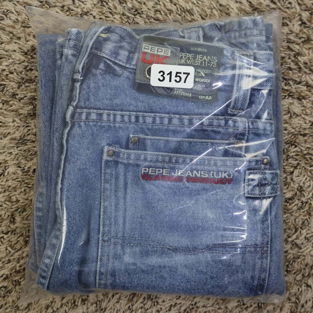 Vintage 90s Pepe Jeans Denim Worxx Straight‎ Leg Size 14 Kids Skate Blue Cotton